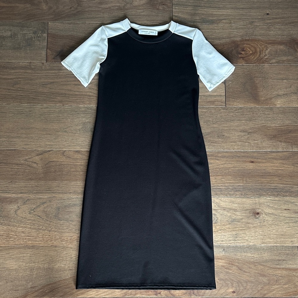 Sonnet James Quincy Dress, Black and White Midi Dress